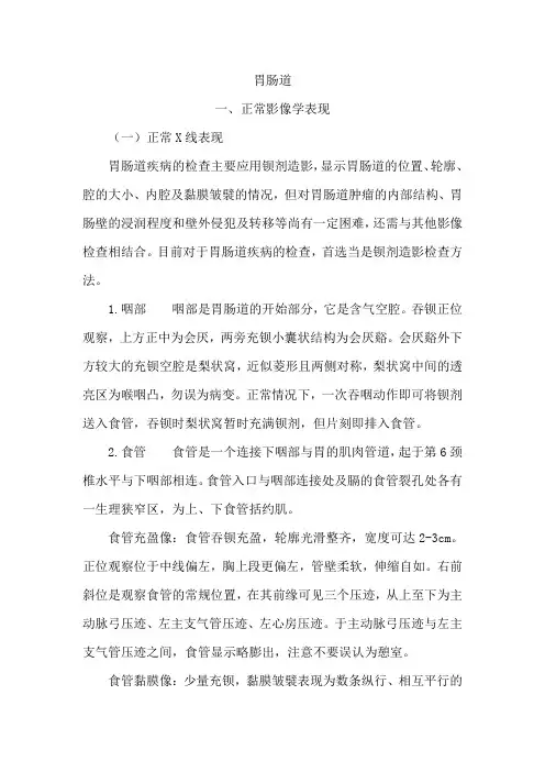 胃肠道的正常影像学表现
