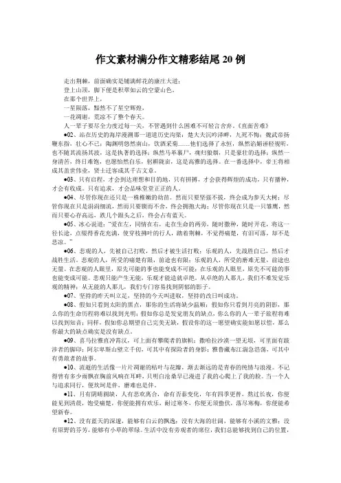 作文素材满分作文精彩结尾20例