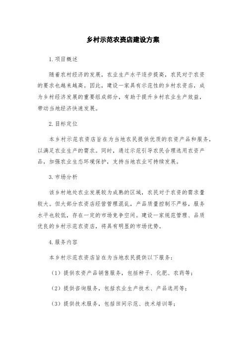 乡村示范农资店建设方案