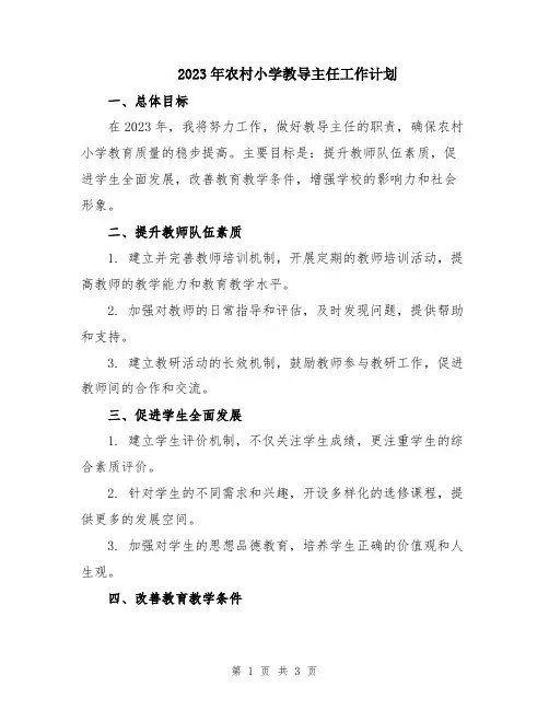 2023年农村小学教导主任工作计划