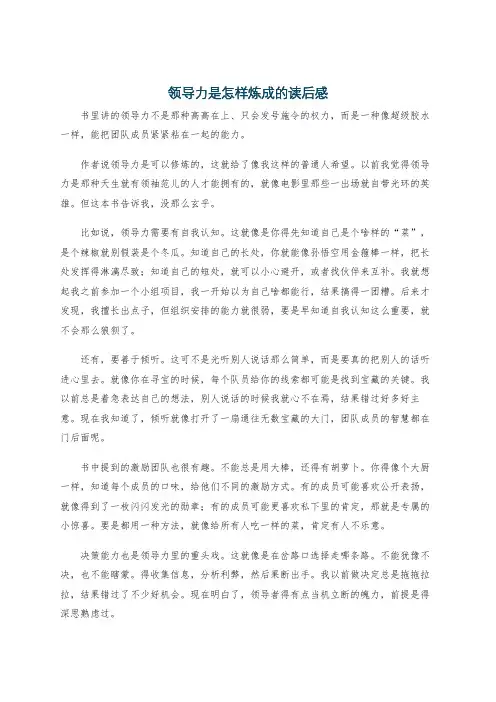 领导力是怎样炼成的读后感