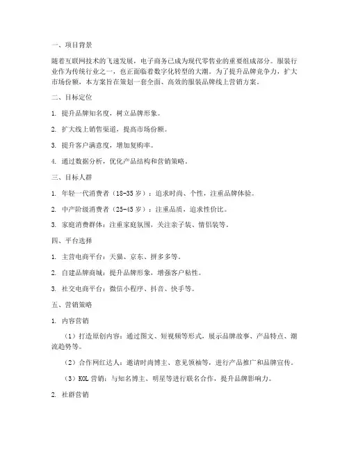 服装品牌线上方案策划
