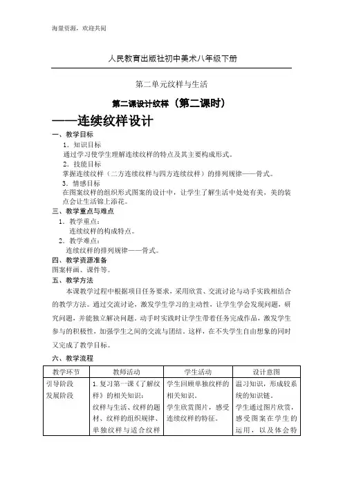 初二美术 纹样设计—连续纹样设计
