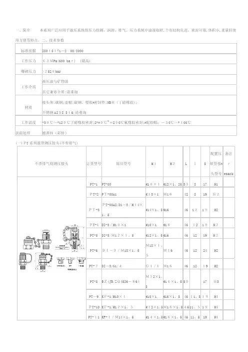 测压接头