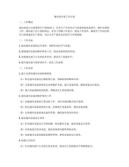 通风部年度工作计划