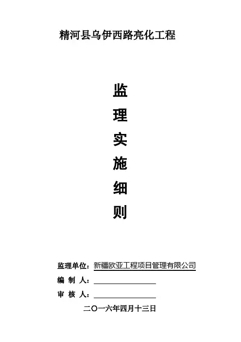 路灯亮化工程监理细则