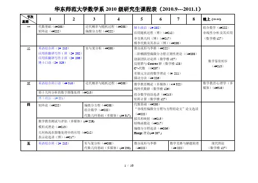 华东师范大学数学系研究生课程表