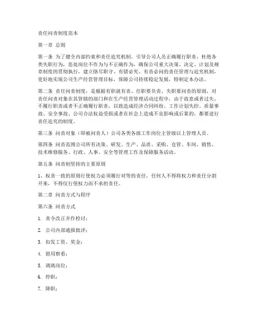 责任问责制度范本