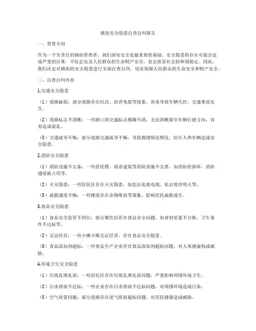 镇街安全隐患自查自纠报告