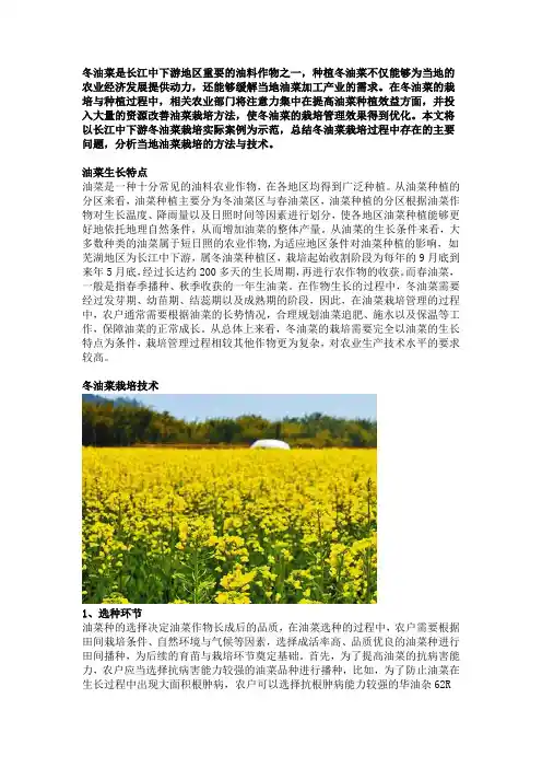 冬油菜栽培与提高种植效益的措施