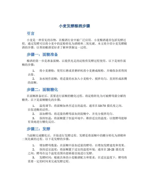 小麦发酵酿酒步骤