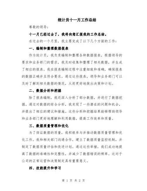 统计员十一月工作总结