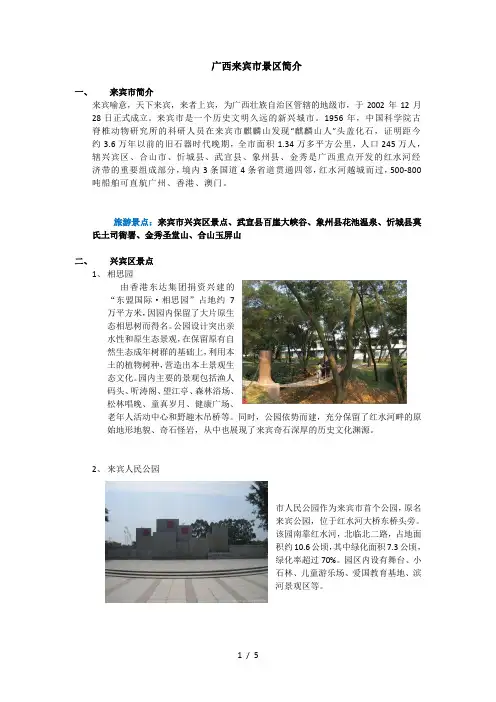 来宾市区及各县旅游景点