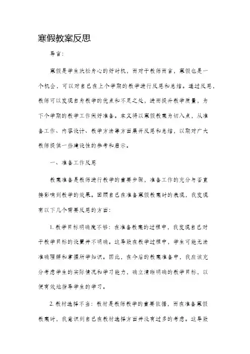 寒假市公开课获奖教案省名师优质课赛课一等奖教案反思