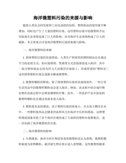 海洋微塑料污染的来源与影响