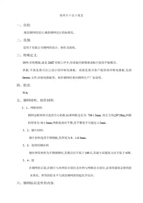 钢网开口设计规范