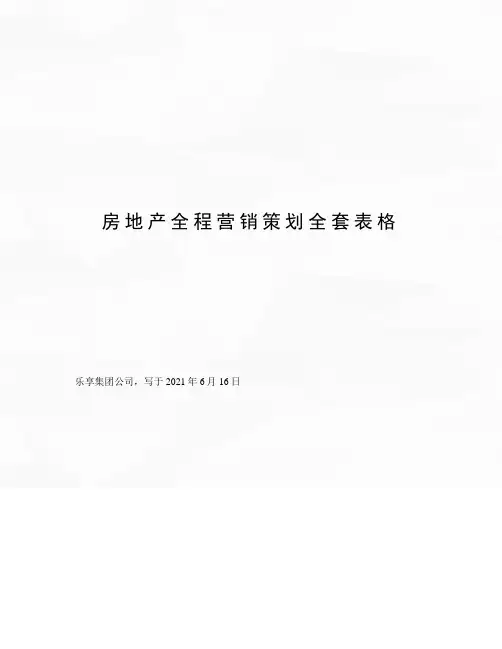 房地产全程营销策划全套表格