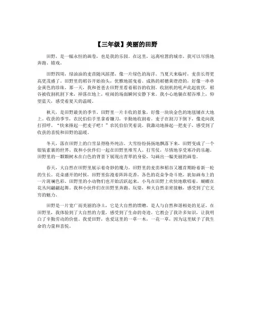 【三年级】美丽的田野