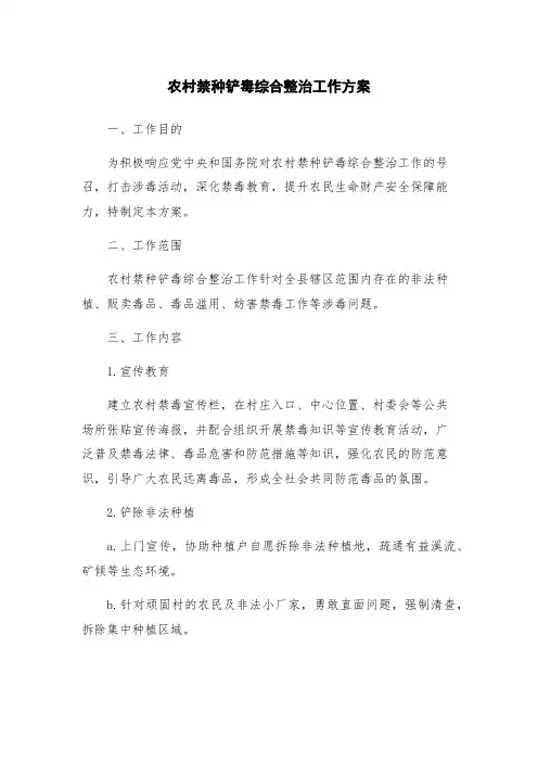 农村禁种铲毒综合整治工作方案