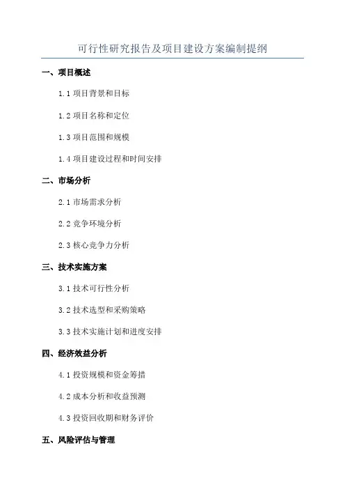 可行性研究报告及项目建设方案编制提纲