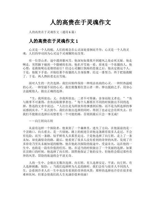 人的高贵在于灵魂作文