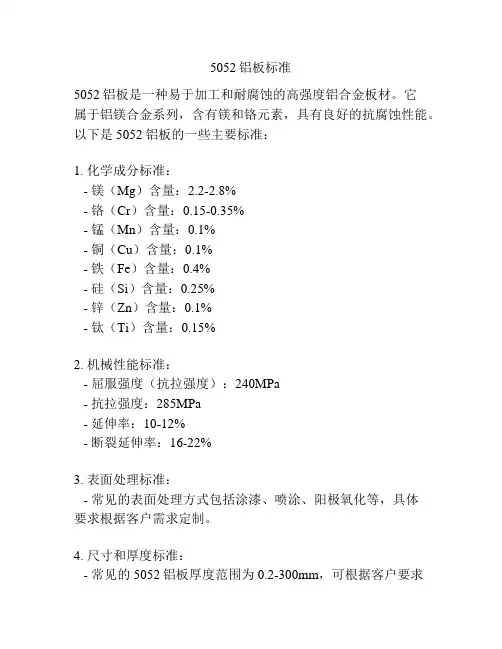 5052铝板标准