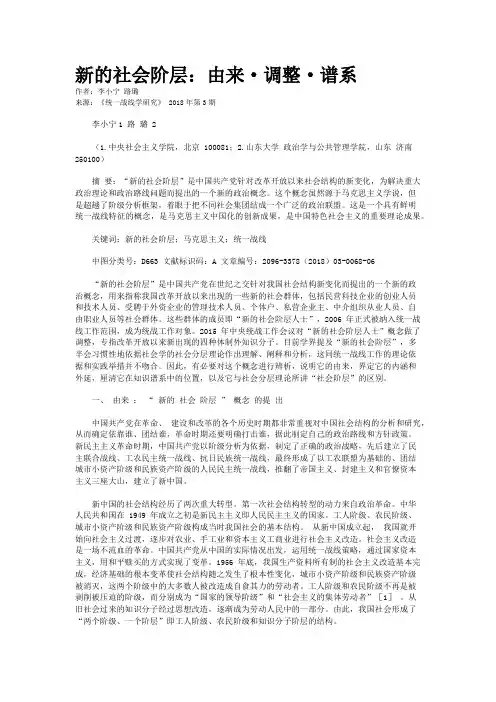 新的社会阶层：由来·调整·谱系