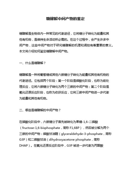 糖酵解中间产物的鉴定