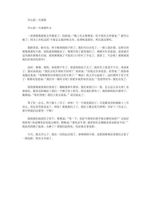 开心的一天寒假精选作文范文