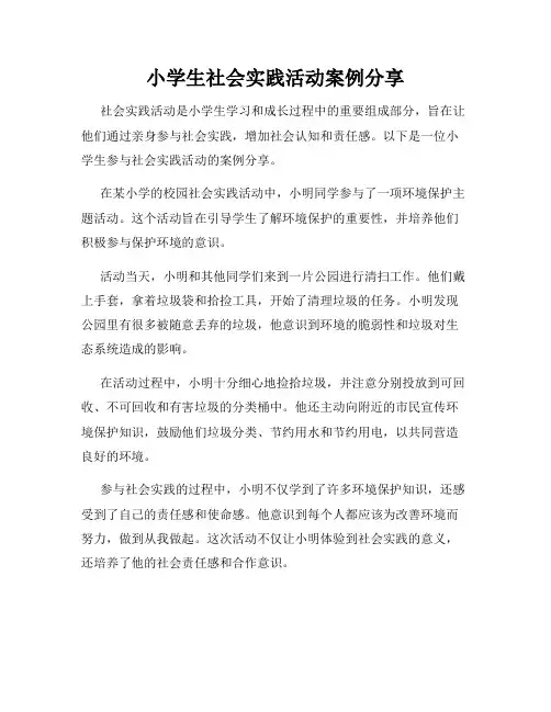 小学生社会实践活动案例分享