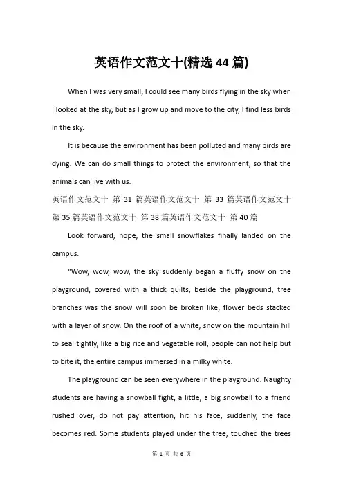 英语作文范文十(精选44篇)