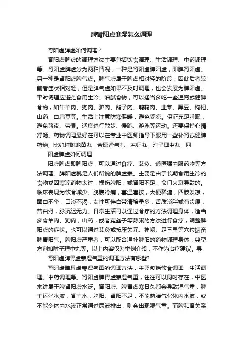脾肾阳虚寒湿怎么调理