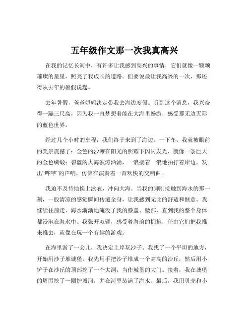五年级作文那一次我真高兴