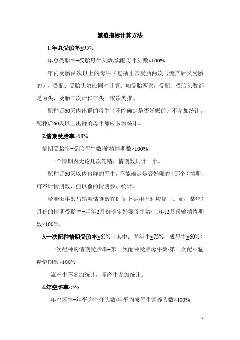 母牛繁殖指标