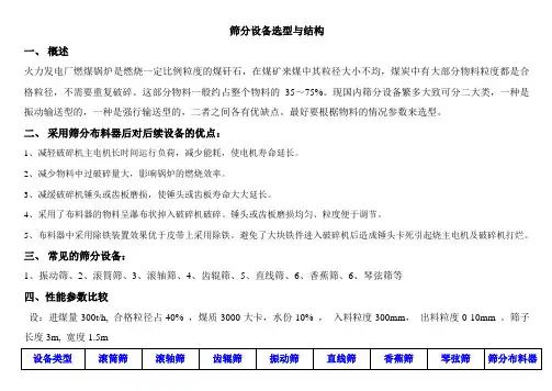 筛分设备选型与结构