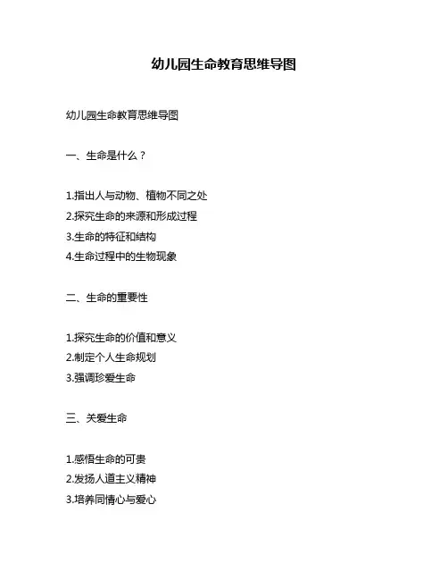 幼儿园生命教育思维导图