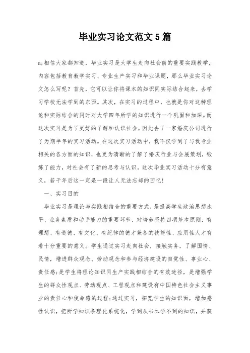 毕业实习论文范文5篇