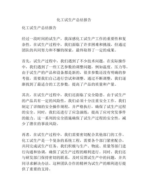 化工试生产总结报告