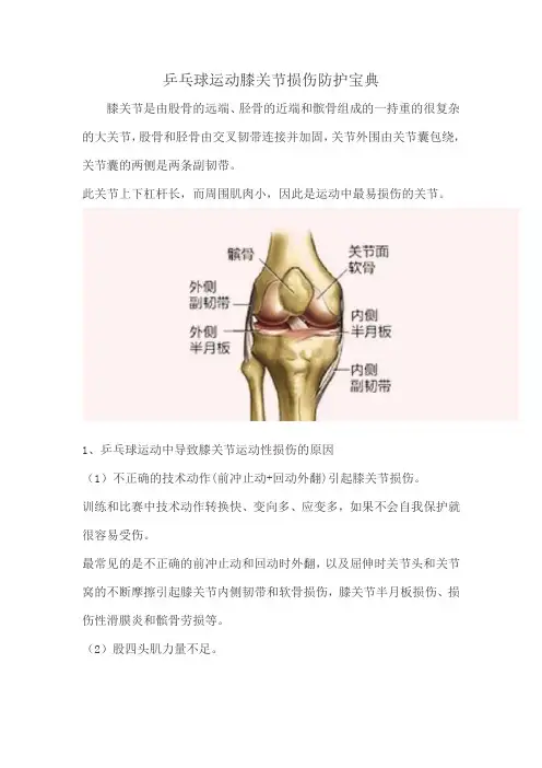 乒乓球运动膝关节损伤防护宝典