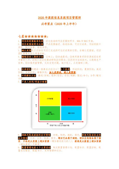 软考高项2020年5月复习黄金要点