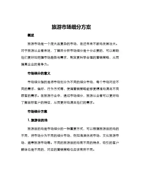 旅游市场细分方案