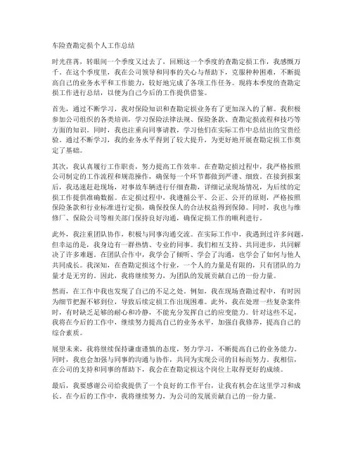 车险查勘定损个人工作总结