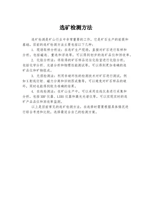 选矿检测方法