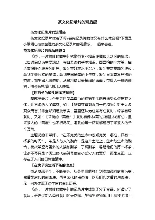 茶文化纪录片的观后感
