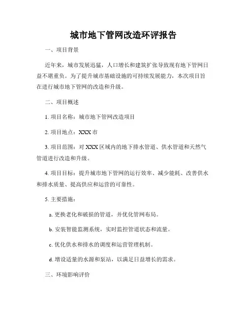 城市地下管网改造环评报告