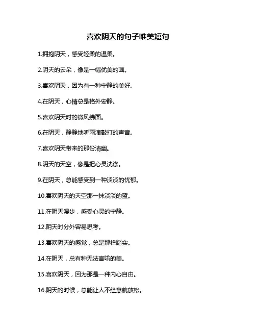 喜欢阴天的句子唯美短句