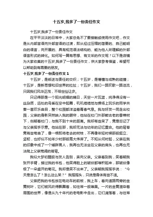 十五岁,我多了一份责任作文