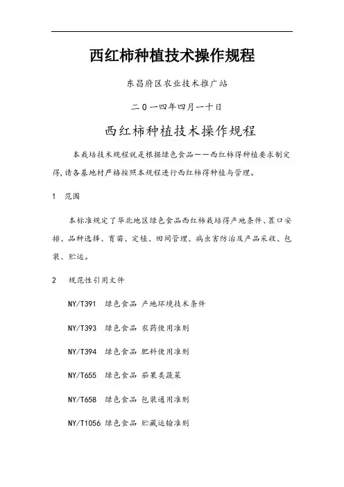 绿色食品 西红柿种植技术操作规程