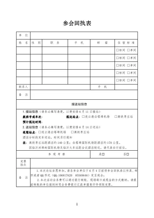参会回执表