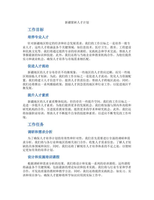 新疆紧缺人才计划